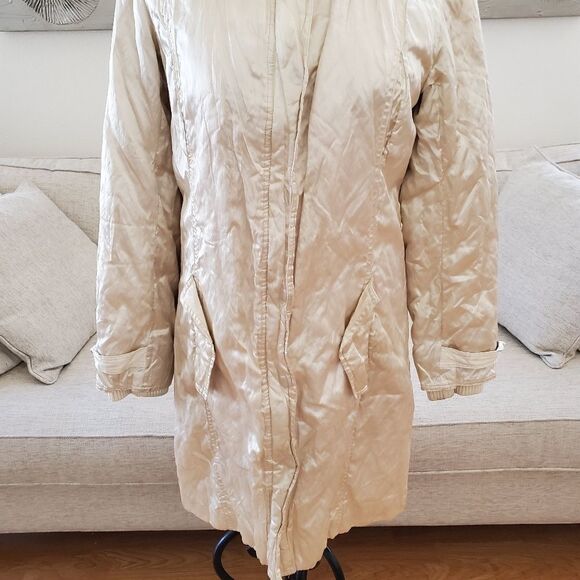 Pasha & Jo Champagne Long Hooded Medium-Weight Puffy Jacket size Small - Picture 3 of 12